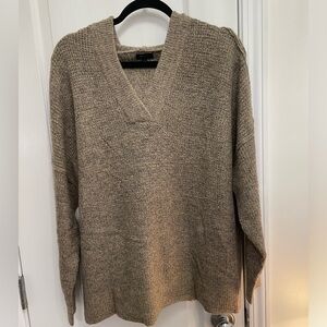 V neck hooded sweater